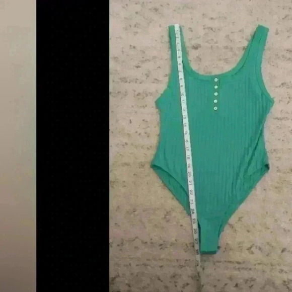 Free People Intimately Free Women's Green Henley Rib Bodysuit M - Picture 14 of 15